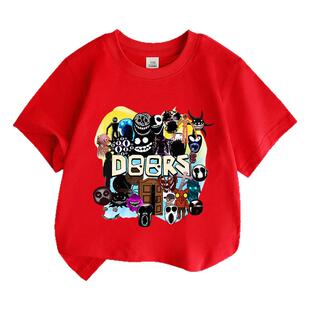 逃离大门Roblox doors游戏动漫周边衣服夏季新款棉t恤短袖上衣服