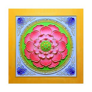 古建寺庙莲花彩绘吊顶浮雕贴金天花板佛殿神堂棚顶仿古装修材料PU