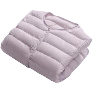 鸭宝宝2025年新款轻薄款圆领内胆羽绒服女短款内穿V无领薄款外套