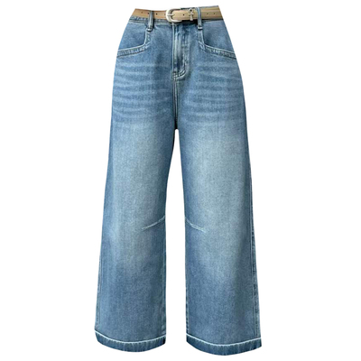 春季百搭九分女牛仔直筒奶奶裤潮