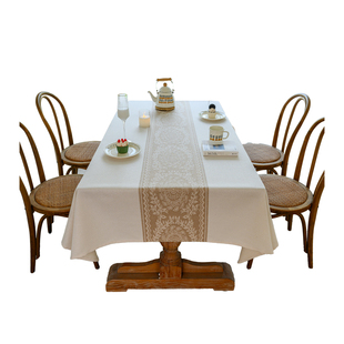 棉麻布艺餐桌桌布ins风茶几盖巾法式氛围感会议轻奢高级感厚台布