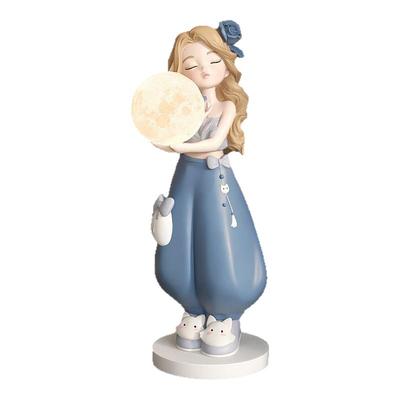 奶油风玫瑰女孩落地摆件