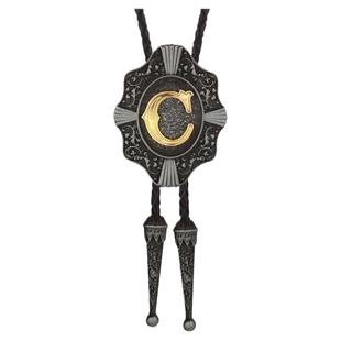 英文大写字母长款波洛项链男百搭短袖配饰韩版简约复古吊坠挂件绳