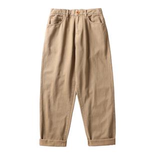 冬季加绒纯棉休闲裤男宽松潮牌大码直筒裤卡其色工装裤男款裤子潮