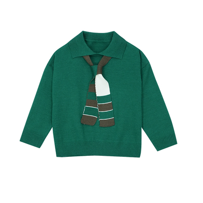 复古风春秋款男童针织衫Polo领带