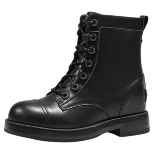 iiJin艾今25新款8cm厚底内增高简约时尚钻扣百搭马丁短靴女594NFB