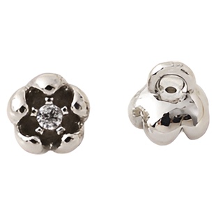 高保铜镀14K金色镶锆石小花苞隔珠手工diy水晶手链白金色吊坠材料