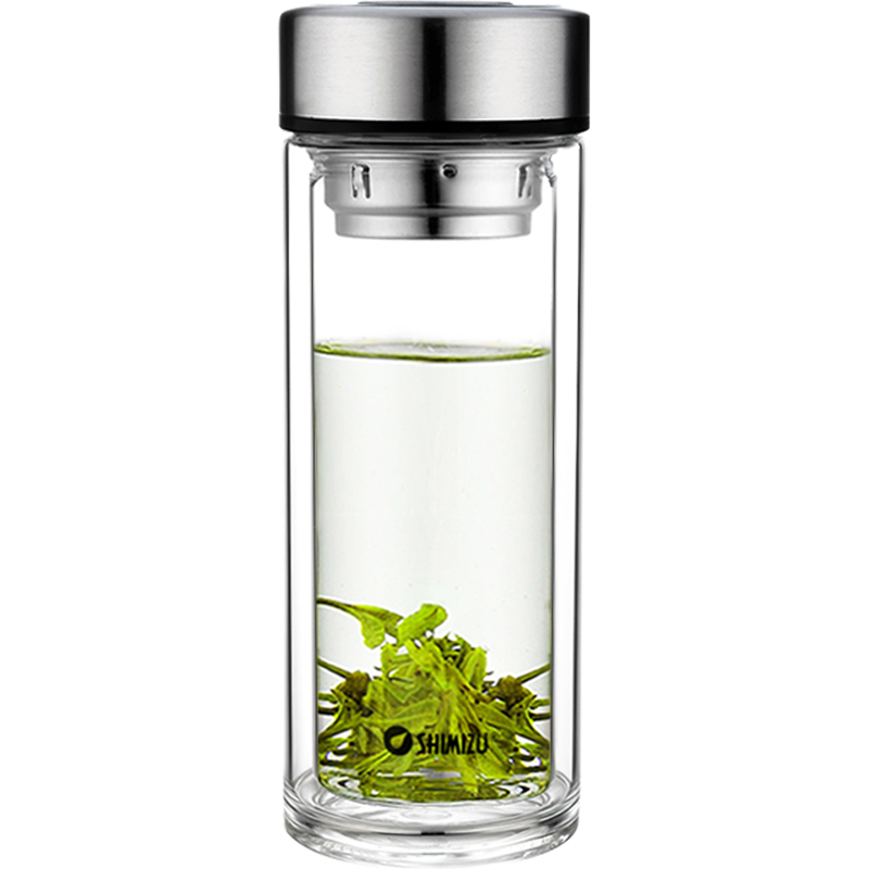 清水玻璃杯双层便携创意带盖茶杯