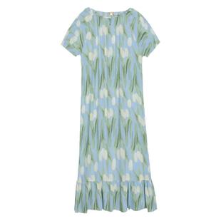 2025年新款睡裙棉绸女大码睡衣人造棉连衣长裙夏季可爱绵绸家居服