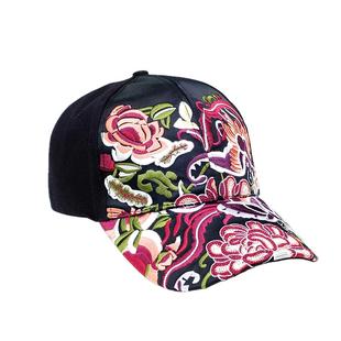 杨丽萍设计同款黑色绣花复古原创民族风牡丹花休闲百搭鸭舌帽子女