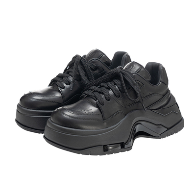 鞠婧祎丁程鑫同款VITTORIOVENTURA薇薇燃 牛皮气垫厚底面包板鞋