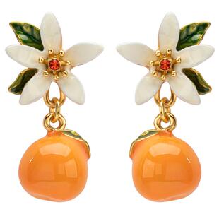 JuicyGrape柑橘耳环女可爱设计珐琅橙花耳饰耳钉生日情人节礼物