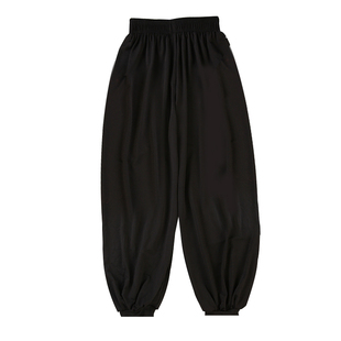 高弹力儿童武术灯笼裤男女童舞蹈练功裤太极晨练裤刺绣云纹表演裤