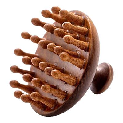 高端檀木圆盘按摩梳头部头皮经络梳毛囊疏通神器养发保健梳子通用