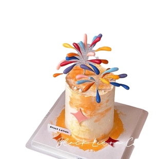 2026新年元旦春节彩色火花蛋糕装饰插件新春跨年夜氛围感仿烟真花