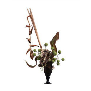 墨色林莽 中古风高级感高脚玻璃 花器 客厅茶几桌面装饰软装花艺