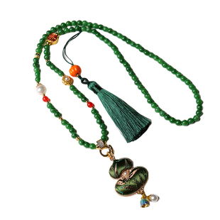 2026新年新品宋锦墨绿套装饰品项链耳坠发簪发夹东方审美创意礼物