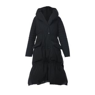 IDPAN商场同款女装冬季新款时尚简约黑色保暖白鸭绒长款羽绒服女