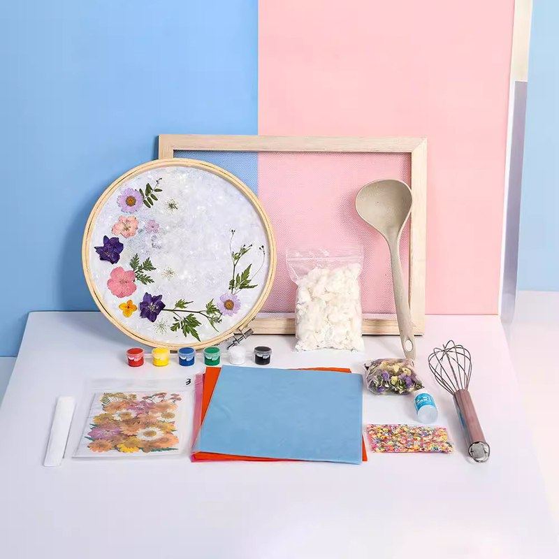 造纸术套装材料包亲子diy场做框幼儿园暖纸纸浆活动手网木框古法