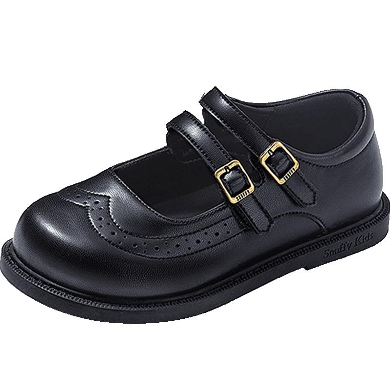 斯纳菲女童皮鞋2025春秋新款黑色软底洋气学生礼仪演出公主鞋单鞋