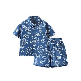 【仿天丝牛仔】齐齐熊宝宝衬衫套装男童夏装防晒衣凉感儿童两件套