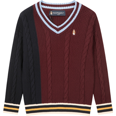 暇步士男童V领保暖针织衫