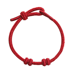 编绳马年本命年红绳手链半成品可穿珠黄金手工编织婴儿童宝宝手绳