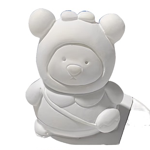 涂色小熊diy石膏娃娃白坯手工涂鸦可爱背包熊3D公仔玩具男女孩