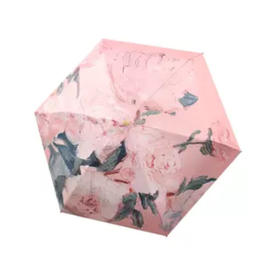 双面花扁伞印花袖珍五折伞手拎包黑胶四折伞六折伞折叠迷你晴雨伞