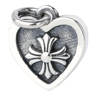 韩版通体925银个性心形十字架吊坠diy银珠珠手链配件欧美风格配饰