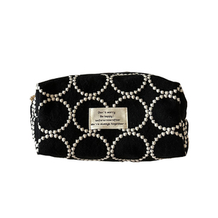 thefifthmoon复古刺绣日系皆C明风格化妆包收纳包大容量便携包