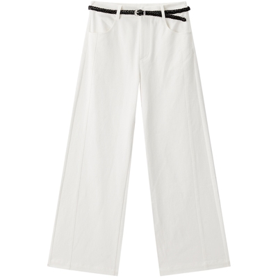 【商场同款】太平鸟26年春款白色附腰带宽松阔腿休闲裤A1GBG1230