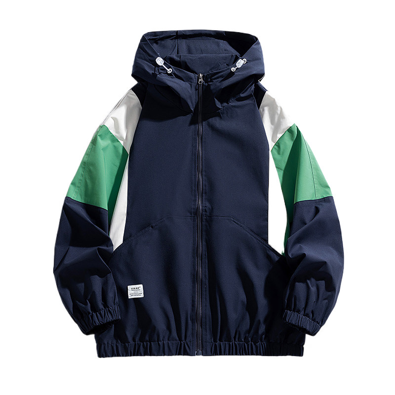 NASAWASSUP潮牌拼接夹克外套男春秋冬季连帽加绒青少年薄款运动服