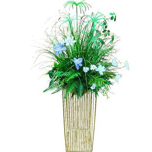 wo+仿真狗尾草芦苇高档落地花架搭配客厅电视柜商场橱窗摆放花艺