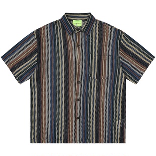 From Mars Hollow vertical strip short-sleeved shirt loose