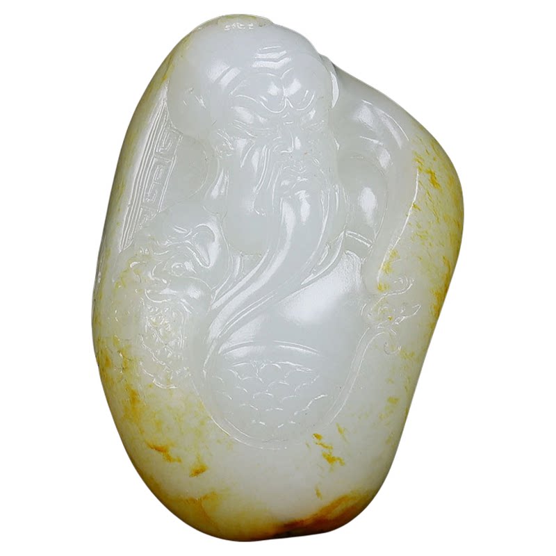 (古晨珠宝)新疆和田玉白玉籽料关公挂件吊坠玉坠忠义千秋68g