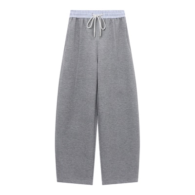 百家好撞色腰头阔腿裤女显瘦