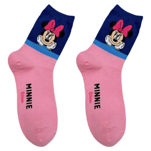 韩国代购迪士尼袜子女东大门春秋可爱卡通动漫米妮黛丝中筒袜新款