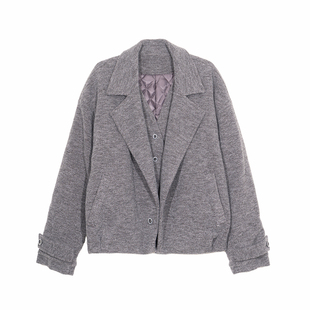 Hualun冬季老钱风呢料羊毛行政夹克棉服cleanfit潮流时尚外套男