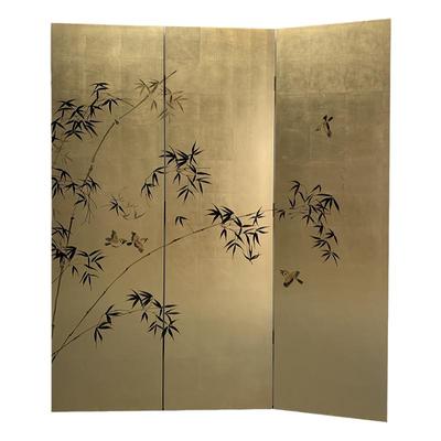 东鑫逸屏漆画屏风金箔竹子定制