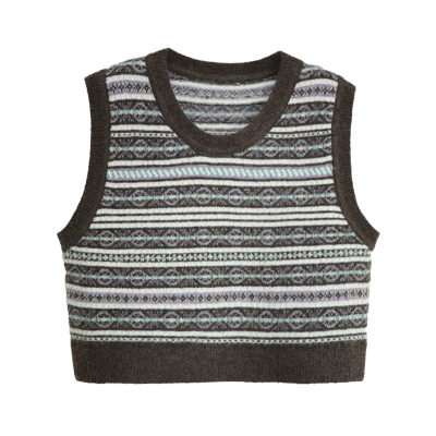花吉费尔岛复古提花针织马甲