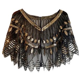 春夏礼服披肩镂空外重工blingbling亮片坎肩斗篷时尚小外套晚礼服