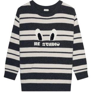 REVAN芮范设计师款慵懒风条纹毛衣连衣裙RN71103117