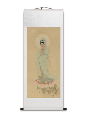 观音菩萨卷轴挂画佛堂供奉挂画