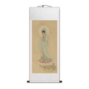 观世音卷轴挂画观自在菩萨送子图客厅玄关装饰画中堂供奉佛像神像