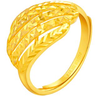 赛菲尔珠宝黄金戒指 风尚车花足金999.9活口女戒车花闪耀计价