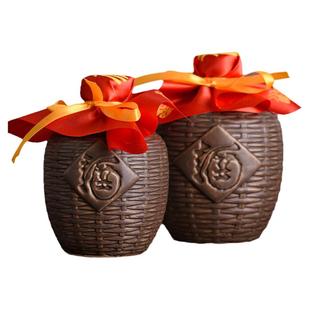 四川土陶瓷小空酒瓶仿古仿竹编酒壶酒坛子1斤2斤5斤10斤家用收藏