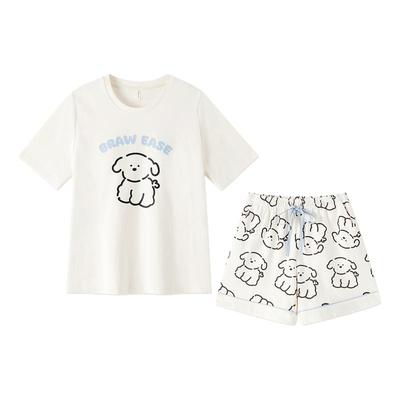 BE纯棉带胸垫7A抗菌防螨睡衣夏女