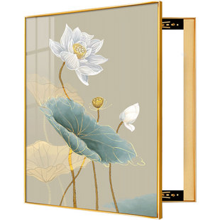 新中式电表盒配电箱装饰画竖款免打孔2025新款遮挡挂画竖版强电闸