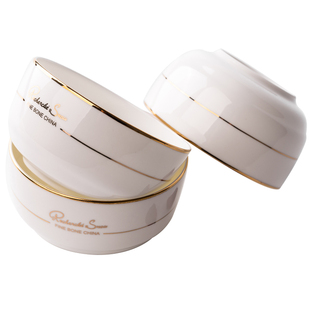 碗 家用金边欧式骨瓷面碗饭碗餐具套装汤碗瓷碗 陶瓷碗碟logo定制